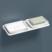 Plantex 5mm Acrylic Double Soap Dish/Soap Holder/Soap Stands for Bathroom & Kitchen/Bathroom Accessories - Wall Mount (White)