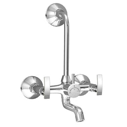 Plantex Brass Spindle Wall Mixer for Bathroom 2 in 1 with L-Bend Provision for Overhead Shower/Mixer Tap for Bathroom with Water Saving Nozzle and Wall Flange and Teflon Tape (SMR-1269-Chrome)
