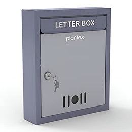 Plantex Wall Mount Letter Box - Suggestion Box/Mail Box/Post Box for Home gate with Secure Key Lock - (Dark Grey) A4 Size
