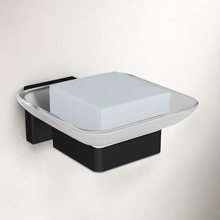 Plantex Stainless Steel Glass Soap Dish for Bathroom/Soap Holder/Soap Case/Soap Stand for Kitchen/Bathroom Accessories - Aqua (Black)
