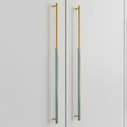 Plantex Stainless Steel & Aluminium Cabinet Handle/600mm Wardrobe Door Handle/Cupboard Pull-Push Handles for Home/Office - Pack of 2 (Green & Gold)