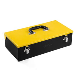 Plantex 16-inch Metal Tool Box/Tool Box for Home/Storage Box With Clear Top Lid & Removable Tray Compartment For Easy & Convenient Storage/Multi-Purpose Compact Tools Box (Yellow & Black)