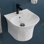 Plantex Ceramic Wash Basin/Wall Mount Half Pedestal WashBasin for Bathroom with 10 Years Glaze Warranty by Plantex/Wall Hung Basin for Home/Office/Hotels (White - 15 x 15 x 10 Inch)