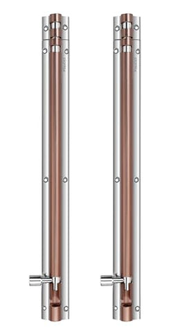 Plantex Heavy Duty 12-inch Joint-Less Tower Bolt for Wooden and PVC Doors for Home Main Door/Bathroom/Windows/Wardrobe - Pack of 2 (703, Rose Gold and Chrome)
