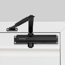 Plantex Aluminium Door Closer for Wooden Doors - Hydraulic Automatic Soft Close for Hotel/Home/Office - ISO 9001 Certified (MI-100, Capacity - 75 Kg, Black)