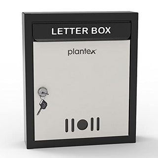 Plantex Letter Box - Mail Box/Post Box/Complaint Box/Suggestion Box/Donation Box/Letter Box for Home gate with Secure Lock (Black & Ivory) - Wall Mount A4 Size