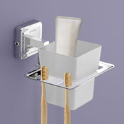 Plantex 304 Grade Stainless Steel Toothbrush Holder/ABS Toothpaste Stand/Tumbler Holder for Bathroom - Decan (Chrome)