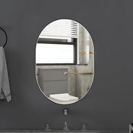 Plantex Frameless Capsule Mirror for Wall/Mirror with Beveled Smooth Edges/Mirror for Bathroom/Dressing Room/Living Room/Bedroom/Entryway - (18x12 Inch)