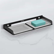 Plantex Stainless Steel and Frosted Glass Double Soap Holder for Bathroom/ Dual Soap Case/Soap Stand/Bathroom Accessories -(Black)