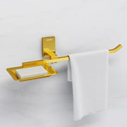 Plantex 304 Grade Stainless Steel Soap Dish with Napkin Ring/Soap Stand/Soap Holder/Napkin Holder/Towel Hanger for Bathroom/Bathroom Accessories - Pack of 1 (Crystal, PVD Gold)