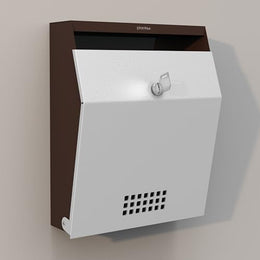 Plantex Letter Box with Key Lock/Suggestion Box for Office - Metal, Wall Mounted, Coffee & White