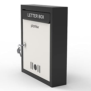 Plantex Letter Box - Mail Box/Post Box/Complaint Box/Suggestion Box/Donation Box/Letter Box for Home gate with Secure Lock (Black & Ivory) - Wall Mount A4 Size