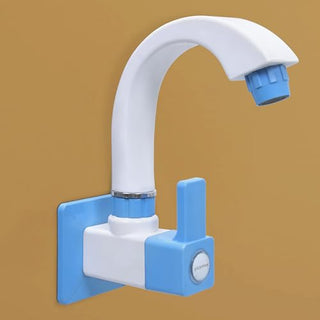 Plantex ABS Plastic ES-115 Single Lever Sink Cock 360 Degree Swivel Spout for Kitchen Faucet/Water Saving Aerator with Plastic Flange (Blue & White)