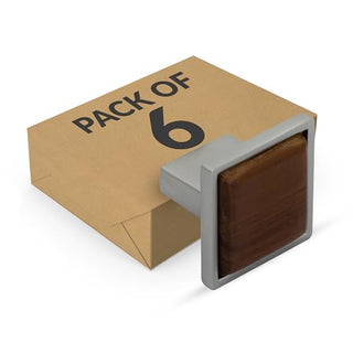 Plantex Knobs for Drawer/Square Drawer Knobs/Knobs for Cabinets/Pull-Push Knobs for Kitchen/Bedroom Drawer - Pack of 6 (Satin & Wood)