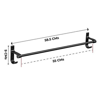 Plantex Aluminium Single Towel Rod for Bathroom/Towel Rack/Bathroom Towel Holder/Towel Stand with Hooks/Bathroom Accessories (24 inch - Black)