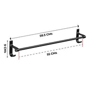 Plantex Aluminium Single Towel Rod for Bathroom/Towel Rack/Bathroom Towel Holder/Towel Stand with Hooks/Bathroom Accessories (24 inch - Black)