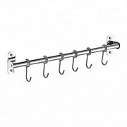 Plantex Anti Rust 304 Grade Stainless Steel Hook Hanger Rail/Clothes Hanger for Wall/Hook Rail for Bathroom and Kitchen (Silver)