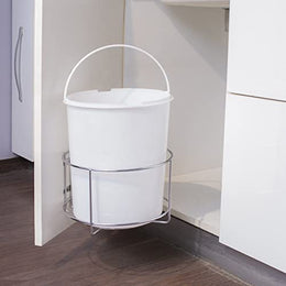 Plantex High Grade Stainless Steel Open-Top Bin Holder/Dust Bin Holder/Modular Kitchen Fixture (Dia 10 Inches-Sliver)
