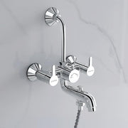 Plantex Pure Brass 3 In 1 Wall Mixer for Bathroom with L-Bend Provision for Overhead and Hand Shower/Mixer Tap for Bathroom with Water Saving Aerator and Brass Wall Flange (ORE-1421)