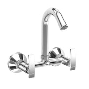 Plantex Sink Mixer Tap Hot and Cold/Mixer Tap for Kitchen Sink with Brass Spindle/Kitchen Sink Faucet with Wall Flange and Teflon Tape (Samar-Chrome)