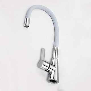 Plantex Brass Single Lever Kitchen Sink Mixer with 360 Swivel Spout and Flexible Silicone Tap (White)