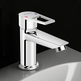 Plantex Single Lever Basin Mixer Tap/Pure Brass Pillar Tap for Wash Basin/Hot and Cold Water Tap for Basin/Short Body Water Tap - Pack of 1 (Chrome, 3226)