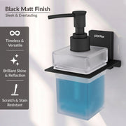 Plantex 304 Grade Stainless Steel Liquid Soap Dispenser for Bathroom/Frosted Glass Dispenser Shampoo/Hand wash/Bathroom Accessories - Pack of 1 (Crystal, Black)