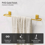 Plantex 304 Grade Stainless Steel 24 inch Single Towel Rod for Bathroom/Hand Towel Holder/Towel Hanger/Bathroom Accessories, Crystal (PVD Gold)