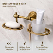 Plantex Niko Stainless Steel 304 Grade 2in1 Soap Dish with Tumbler Holder/Soap Stand/Tooth Brush Holder/Bathroom Accessories (Brass Antique)