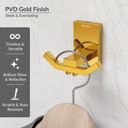 Plantex 304 Grade Stainless Steel Robe Hook/Cloth Towel Hanger/Door Hanger Hook/Bathroom Accessories - Pack of 1 (Crystal, PVD Gold)