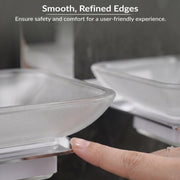 Plantex 304 Grade Stainless Steel and Frosted Glass Double Soap Dish/Soap Stand/Soap Storage/Dual Soap Holder for Bathroom/Bathroom Accessories - Crystal (Chrome)
