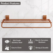 Plantex 304 Grade Stainless Steel 24-inch Towel Rack for Bathroom/Towel Shelf/Towel Stand/Bathroom Accessories (Crystal - PVD Rose Gold)