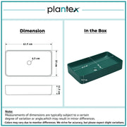Plantex Ceramic Basin/Tabletop Wash Basin for Bathroom/Rectangle Over Counter Vessel Sink for Restaurant/Hotel (Matt Green, 24 x 14 x 4.5 Inch)