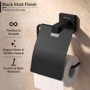 Plantex Stainless Steel Toilet Paper Holder/Roll Holder for Bathroom/Tissue Paper Holder/Bathroom Accessories - Pack of 1, Aqua (Black)