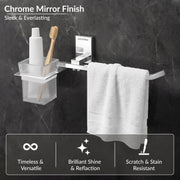 Plantex 304 Grade Stainless Steel Tumbler Holder/Glass Toothbrush Holder/Napkin Ring/Towel Holder for Bathroom/Bathroom Accessories - Crystal(Chrome)