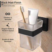 Plantex Stainless Steel Tumbler Holder for Bathroom/Toothbrush Glass Holder/Bathroom Accessories - Pack of 1, Aqua (Black)