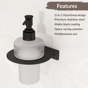 Plantex Liquid Soap Dispenser for Bathroom/Stainless Steel Glass Shampoo Dispenser/Hand wash/Bathroom Accessories - Pack of 1 (Black)