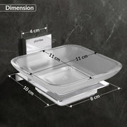 Plantex 304 Grade Stainless Steel Soap Dish/Glass Soap Holder/Soap Storage for Bathroom/Bathroom Accessories - Crystal (Chrome)