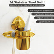 Plantex J4 Stainless Steel Toothbrush Holder for Bathroom/Toothbrush Stand for Bathroom/Tumbler Holder/Bathroom Accessories (PVD Gold Finish) Angel