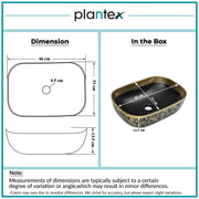 Plantex Designer Ceramic Basin/Table Top Wash Basin for Bathroom/Countertop Vessel Sink - Indo-European Collection (EQTT-466, 18 x 13 x 5.5)
