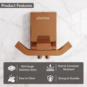 Plantex 304 Grade Stainless Steel Robe Hook/Wall Hanging Hooks/Cloth-Towel Hanger/Robe Hooks for Bathroom - Crystal (PVD Rose Gold)