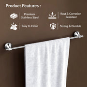 Plantex 304 Grade Stainless Steel Bathroom Single Towel Rod/Towel Stand/Towel Hanger/Bathroom Accessories, Niko (24-inch Chrome)