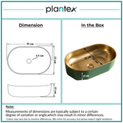 Plantex Designer Wash Basin for Bathroom/Ceramic Table Top Washbasin/Countertop Vessel Sink Basin - (Green Gold, 22 x 13 x 6 Inch)