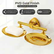 Plantex J4 Stainless Steel Double Soap Dish for Bathroom/Soap Holder for Bathroom/Wall Mounted Soap Holder/Bathroom Accessories (PVD Gold Finish) Angel