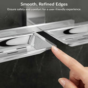 Plantex 304 Grade Stainless Steel Rectangular Double Soap Holder for Bathroom/Wall Mounted Soap DishBathroom Accessories Crystal (Chrome)