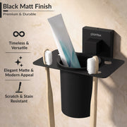 Plantex Tumbler Holder for Bathroom/Stainless Steel Toothpaste Holder/Toothbrush Holder/Bathroom Accessories - Pack of 1 (Black)