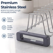 Plantex Stainless Steel Plate Rack/14-Slot Plate Organizer for Kitchen/Saucer Plate Stand/Tandem Box Accessories - (Size-4 inches, Slot- 14, Pack of 1)