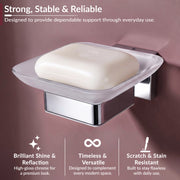 Plantex Stainless Steel Glass Soap Holder for Bathroom/Soap Dish/Soap Case/Soap Stand for Kitchen/Bathroom Accessories - Pack of 1 (Aqua, Chrome)