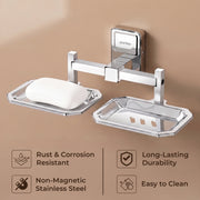 Plantex Stainless Steel 304 Grade Darcy Soap Holder for Bathroom/Soap Dish/Bathroom Soap Stand/Bathroom Accessories(Chrome) - Pack of 1
