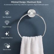 Plantex Compact Stainless Steel Towel Hanger for Bathroom/Towel Holder/Napkin Holder for Wash Basin/Towel Ring/Bathroom Accessories (Pack of 1)